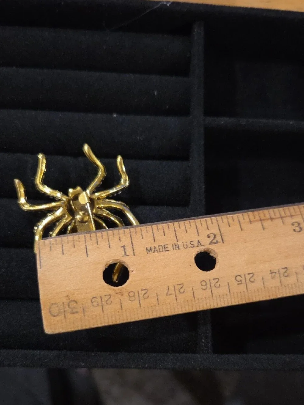 Gold and Black Rhinestone Spider Brooch - Women's Fashion Jewelry